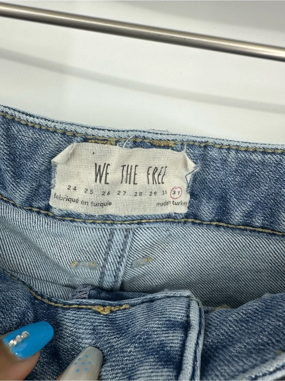 Free People Button Fly High Rise Distressed Jeans Size 31 Boho